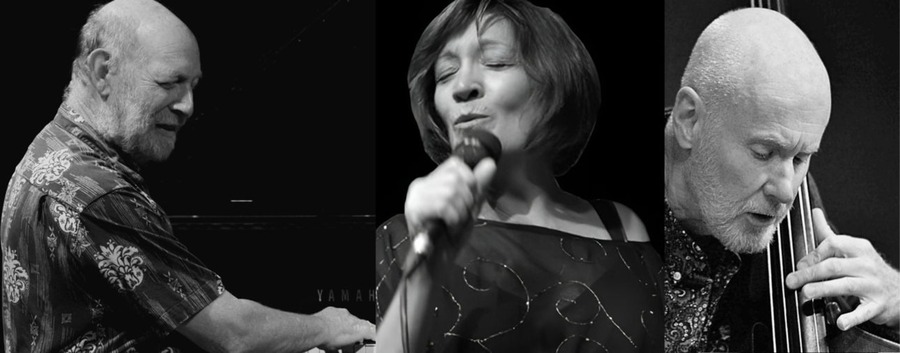 Marguerite Juenemann with Art Lande and Bill McCrossen artwork from Dazzle Denver