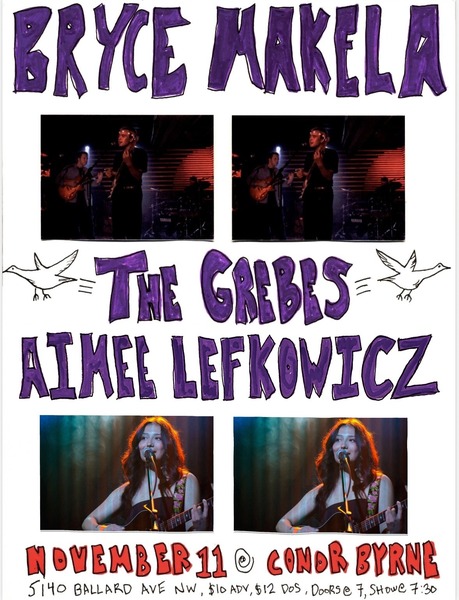 Bryce Makela + The Grebes + Aimee Lefkowicz Logo
