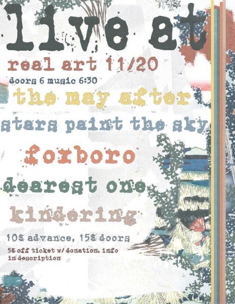 Real Art Tacoma Present: The May After, Stars Paint the Sky, Foxboro, Dearest One, Kindering Logo