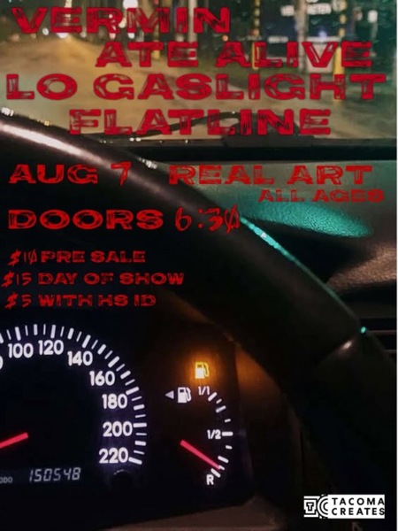 Real Art Tacoma Presents: Vermin, Ate Alive, Lo Gaslight, Flatline Logo