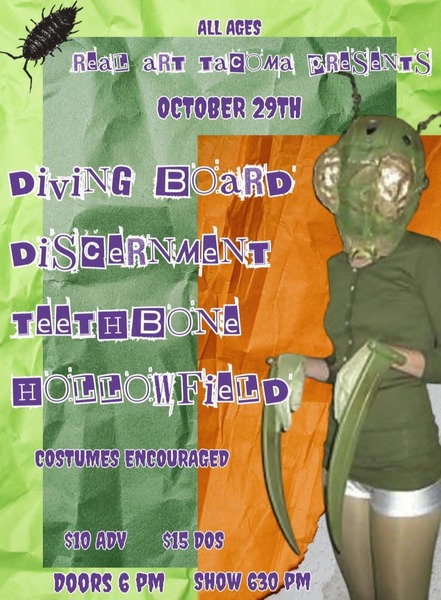 Real Art Tacoma Presents: Diving Board, Discernment, Teeth Bone, Hollowfield Logo