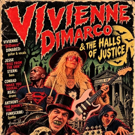 Vivienne Dimarco & The Halls of Justice Halloween! Logo