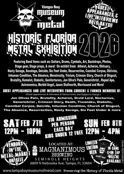 Tampa Bay Museum of Metal exhibition 2026 Logo