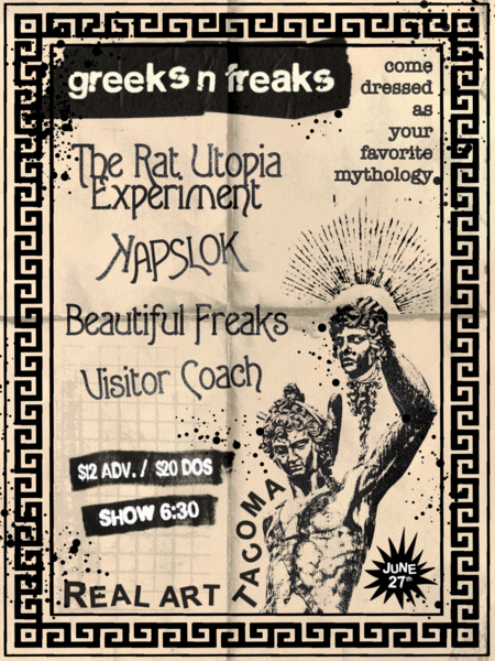 Real Art Tacoma Presents: The Rat Utopia Experiment, Kapslock, Beautiful Freaks, Visitor Coach Logo