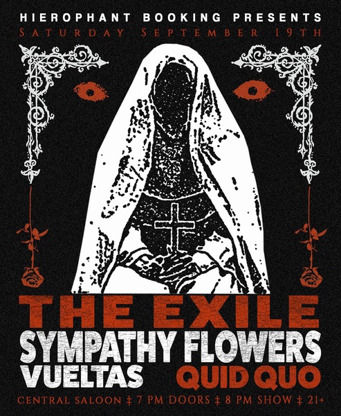 THE EXILE • Sympathy Flowers • Vueltas • Quid Quo Logo