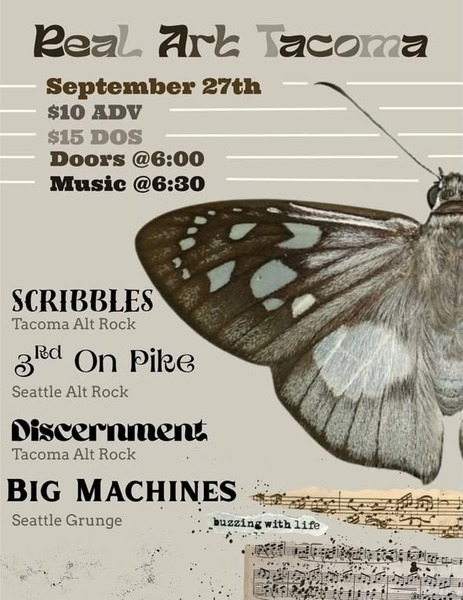 Real Art Tacoma Presents: 3rd on Pike, Scribbles, Big Machines, Discernment Logo
