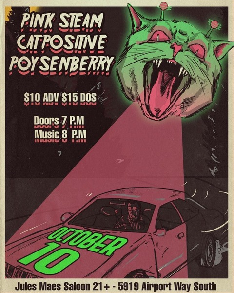 Pink Steam // Cat Positive // Poysenberry Logo