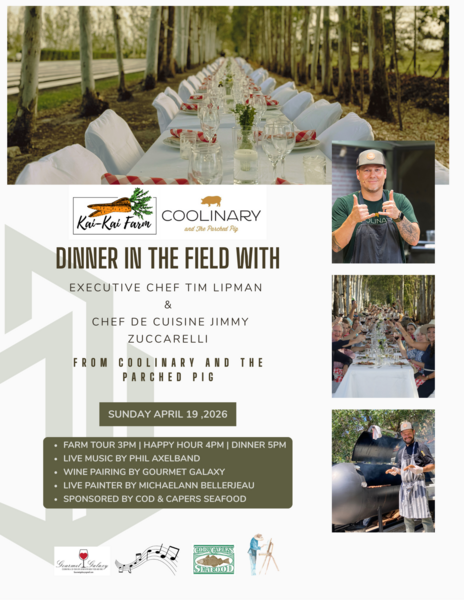 Kai-Kai Farm Dinner on the field with Executive Chef Tim Lipman & Chef de Cuisine Jimmy Zuccarelli from Coolinary and The Parched Pig Logo