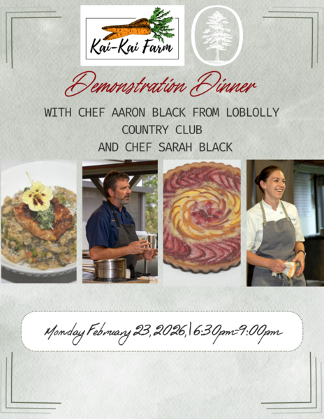 Kai-Kai Farm Demonstration Dinner with Chef Aaron Black from Loblolly Country Club and Chef Sarah Black Logo