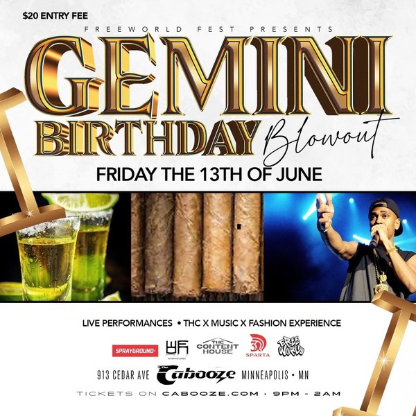 FREE WORLD FESTIVAL Presents GEMINI BIRTHDAY BASH Logo