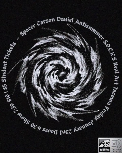 Real Art Tacoma Presents: Spacer, Carson Daniel, Antisummer, S.O.C.K.S Logo