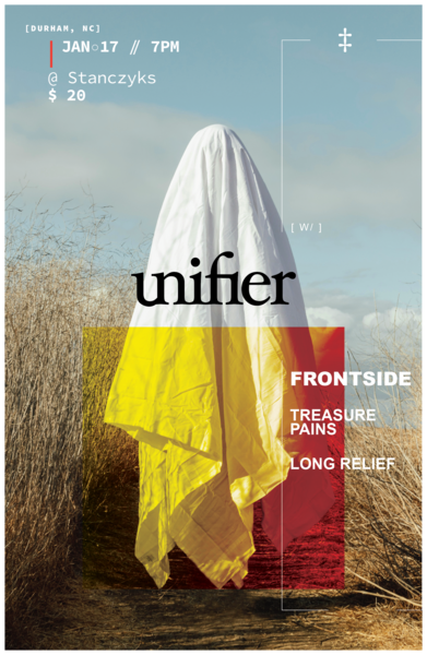 Unifier w/ Frontside, Treasure Pains, Long Relief Logo