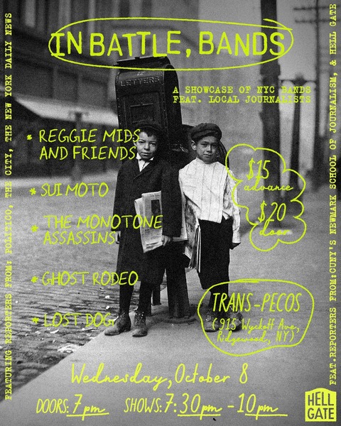 Hell Gate’s In Battle, Bands: Reggie Mids & Friends / Sui Moto / Monotone Assassins / Ghost Rodeo / Lost Dog Logo