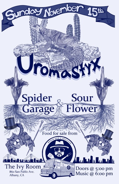 Uromastyx + Spider Garage + SourFlower - Food by VEGAN MOB Logo