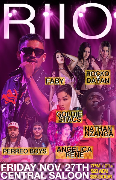 RIIO w/ Nathan Nzanga • Faby • Perreo Boys • Goldie Stacs • Rocko y Dayan • Angelica René  Logo
