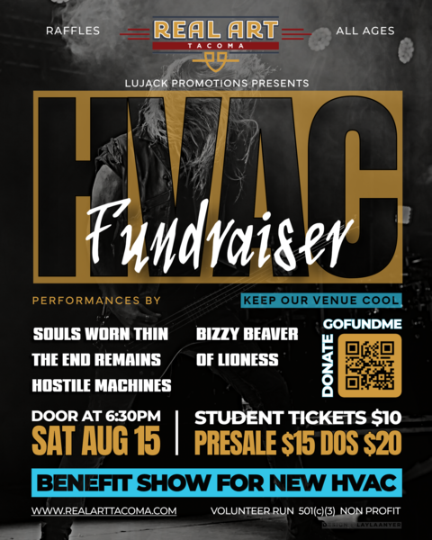 Lujack Promotions Present RAT HVAC Benefit Show:  Souls Worn Thin, Bizzy Beaver, The End Remains, Of Lioness, Hostile Machines Logo
