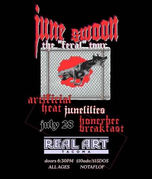 Real Art Tacoma Presents: Artificial Heat, Junelillies, June Swoon, Honey Bee Breakfast Logo