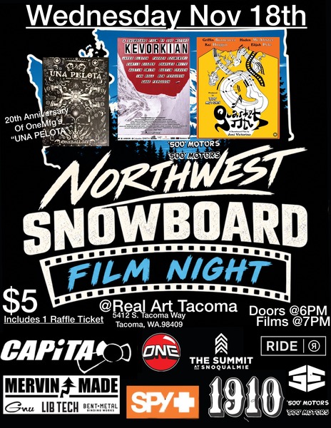 Real Art Tacoma Presents: NorthWest Snowboard Film Night Logo