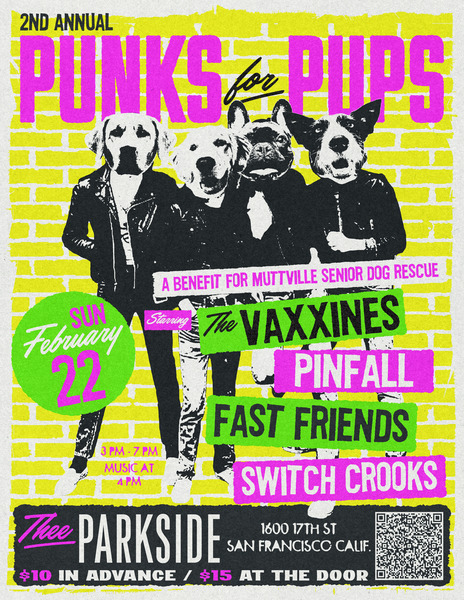 The Vaxxines // Pinfall // Fast Friends // Switch Crooks Logo