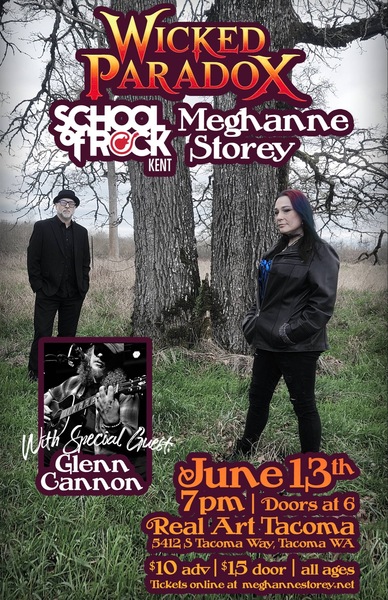 Lujack Promotions Presents: Glenn Cannon, Meghanne Storey, School of Rock (Kent), Wicked Paradox Logo