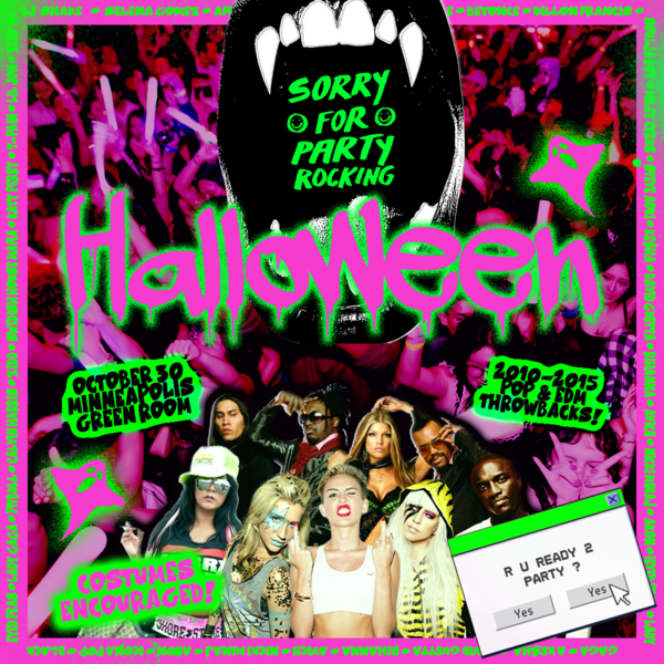 SORRY FOR PARTY ROCKING HALLOWEEN (2010-2015 Pop & EDM All Night Long!) Logo