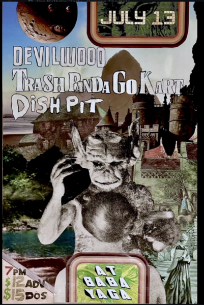 Devilwood with Dish Pit and Trash Panda Go Kart Logo
