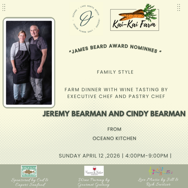 Kai-Kai Farm Dinner with Wine Tasting by Executive Chef Jeremy Bearman And Pastry Chef Cindy Bearman from Oceano Kitchen "Family Style" Logo