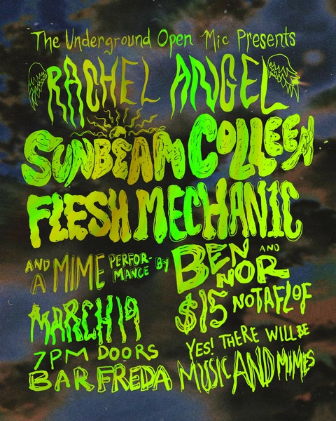 Rachel Angel, Sunbeam Colleen, Flesh Mechan1c, + Ben & Nor do MIME Logo
