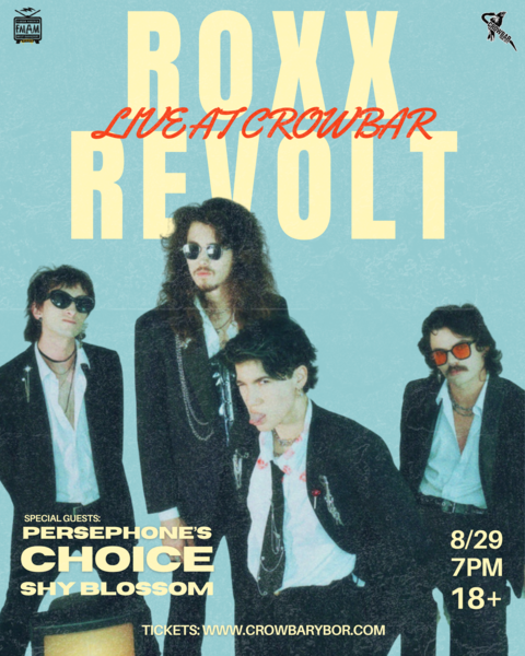 Roxx Revolt w Persephone’s Choice and Shy Blossom Logo