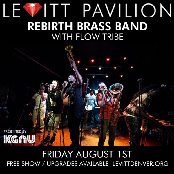 Rebirth Brass Band with Flow Tribe Logo