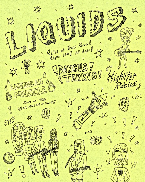 7 pm Liquids / American Muscle / Dangus Tarkus / Highlighter Rabies Logo