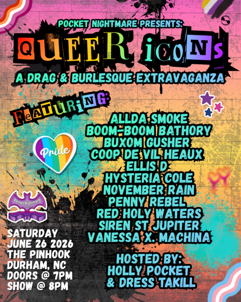 Pocket Nightmare Productions Presents: Queer Icons Logo