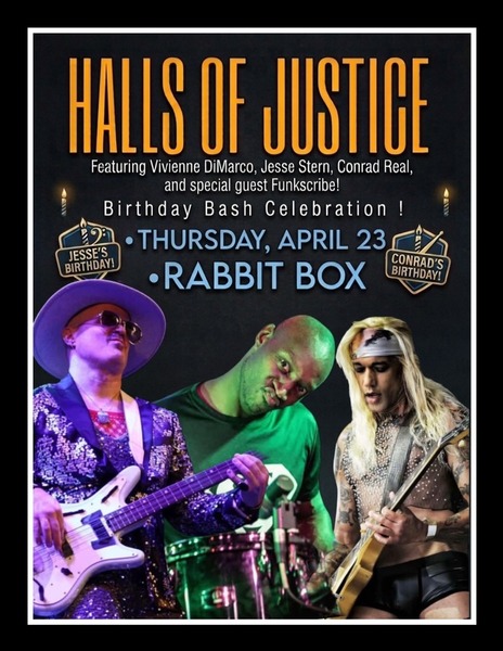 Halls of Justice ~ Birthday Bash with special guest, Funkscribe Logo