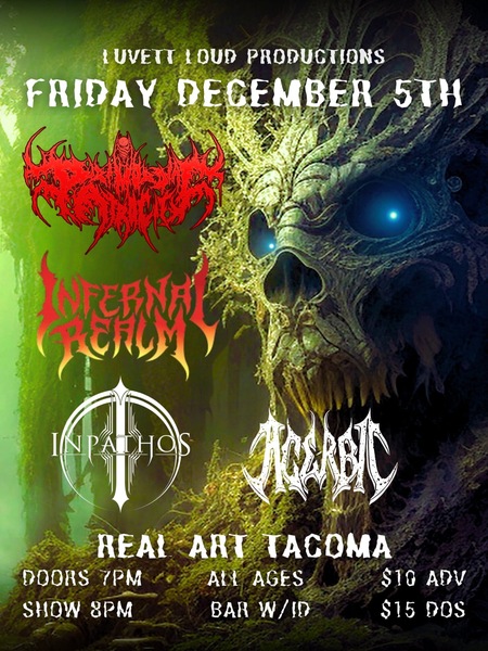 Luvett Loud Productions Presents: Primordial Atrocity, Infernal Realm, Inpathos, Acerbic Logo