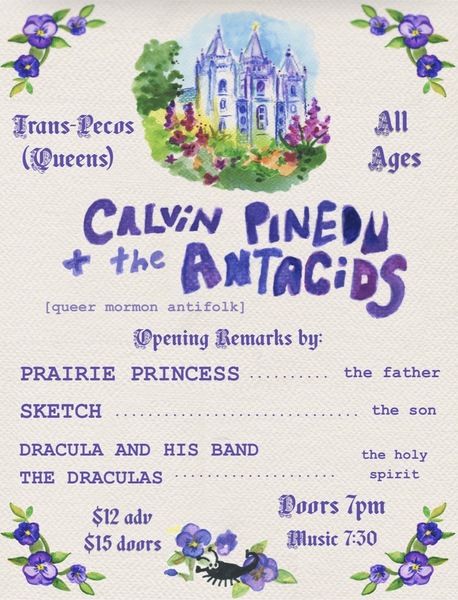 Calvin Pineda & The Antacids / Prairie Princess / Sketch / Dracula and His Band The Draculas Logo