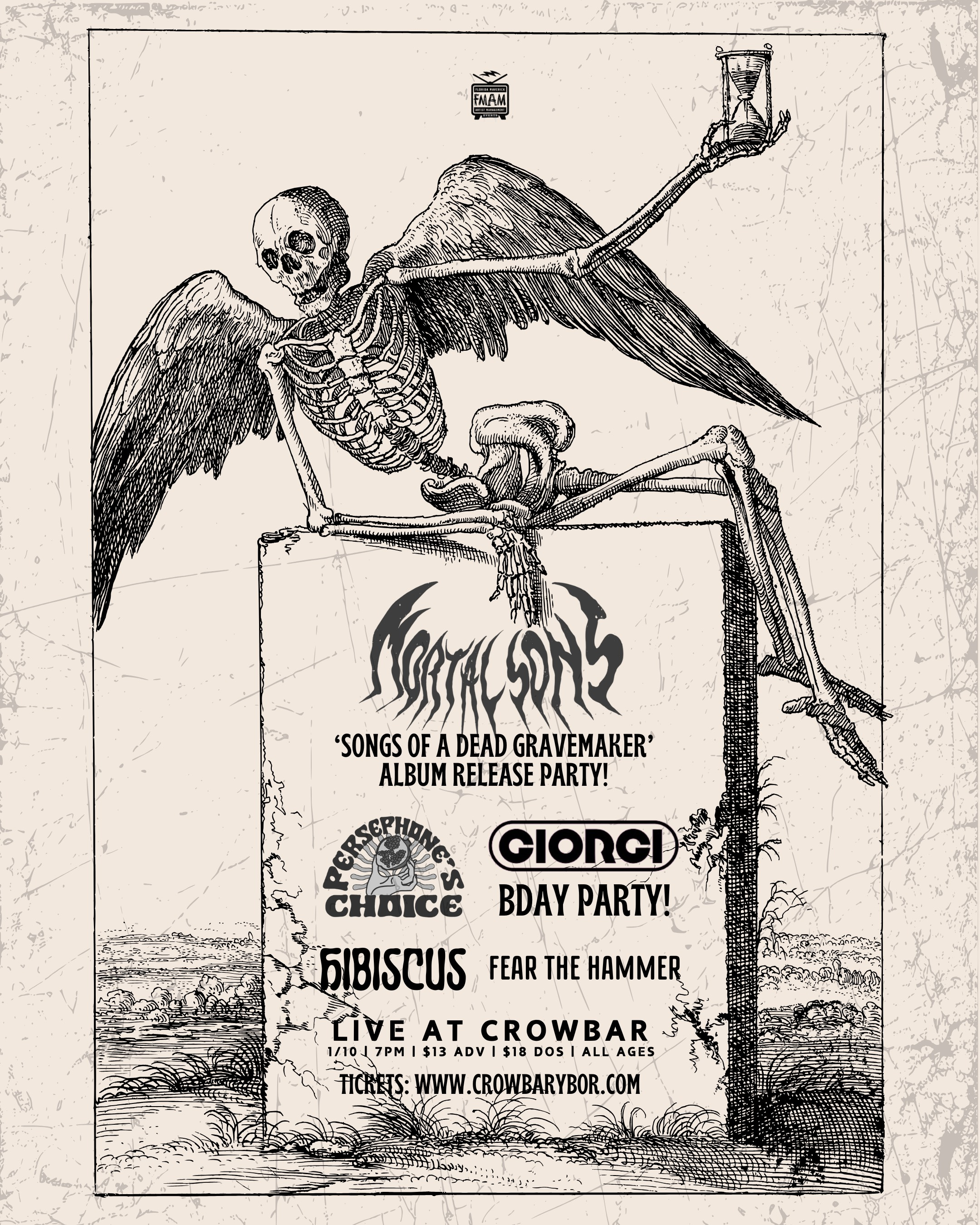 FMAM Events Present: Mortal Sons ‘Songs of a Dead Gravemaker’ Album Release Party! Logo