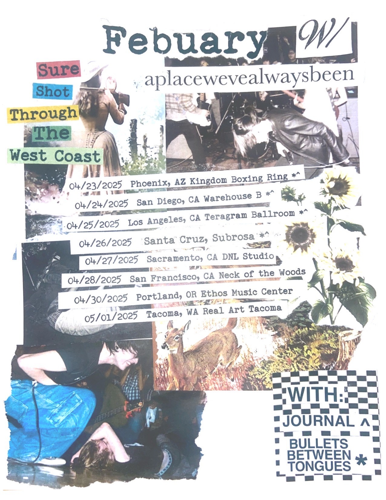 Real Art Tacoma Presents: Febuary, aplacewevealwaysbeen, Kit Calico, Crime Scene Photos Logo