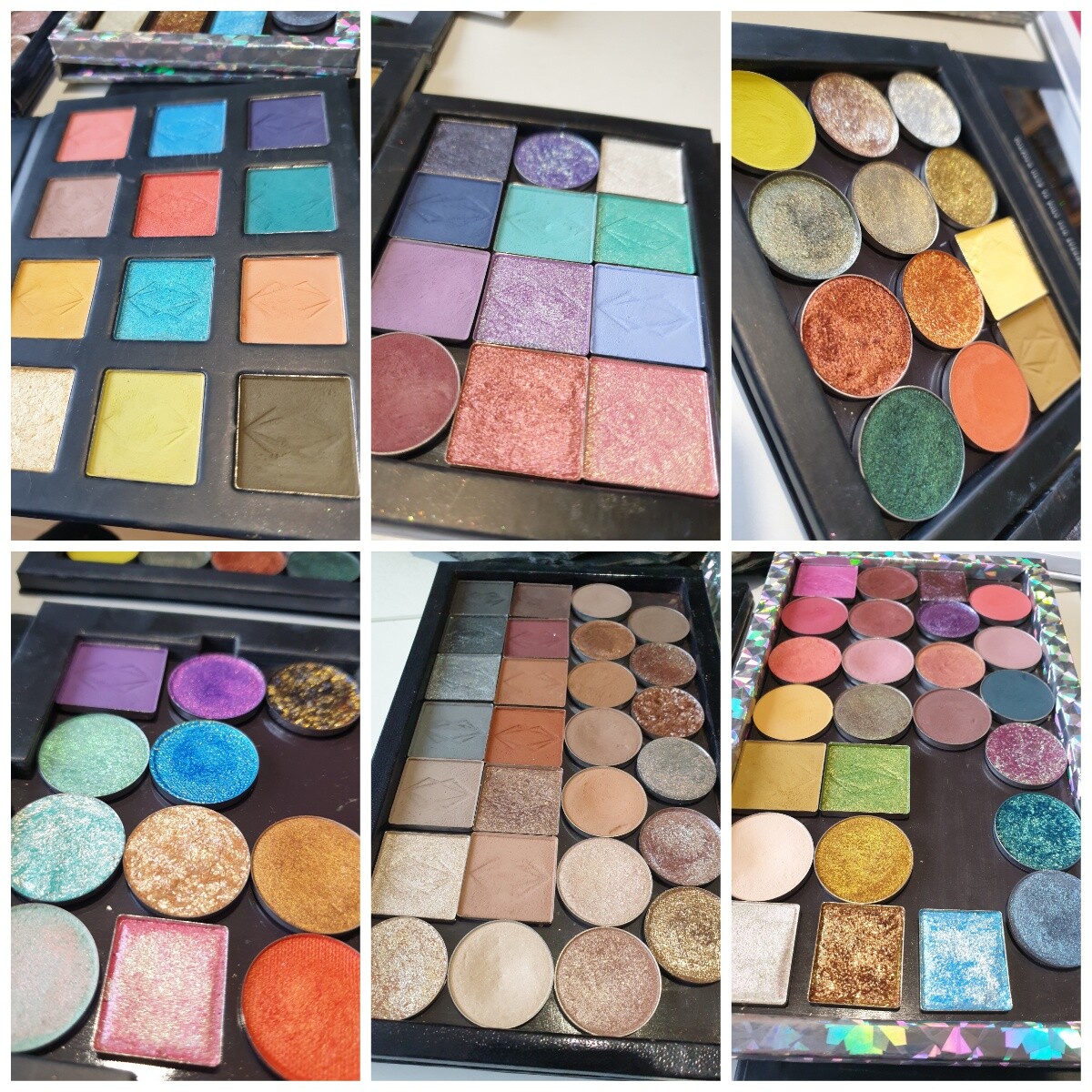 Six custom palettes I built from the single eyeshadows. Six custom palettes I built from the single eyeshadows.
