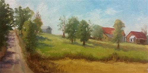 "Takin a Backroad 3-en plein air" original fine art by Veronica Brown
