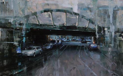 "Under the Bridge" original fine art by Tibor Nagy