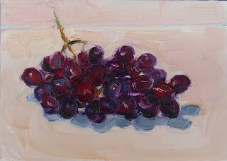 "Winter Grapes,stiilife,oil on panel,5x7,price $150" original fine art by Joy Olney
