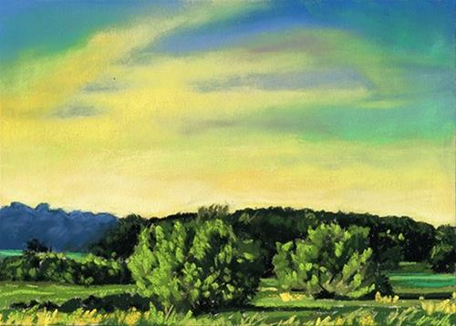 "Early Dusk landscape pastel painting" original fine art by Ria Hills
