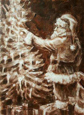 "Santa at the Tree" original fine art by Tammie Dickerson