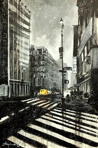 "Winter New York Painting on canvas Print of acryli" original fine art by Bogdan Shiptenko