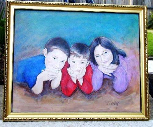 "Michaels grandkids. commissioned." original fine art by Barbara Lemley