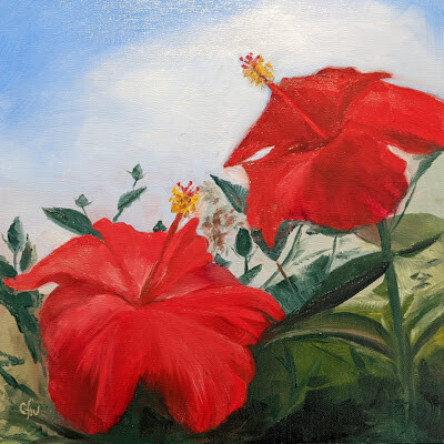 "Red Hibiscus" original fine art by Gary Westlake