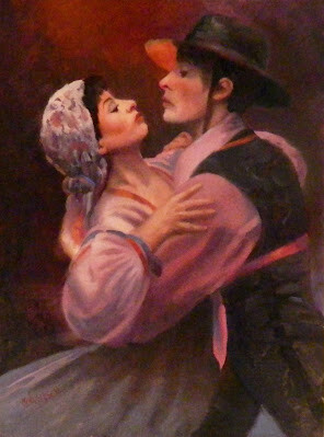 " Tango, 12x16, oil on linen, Latin dance, ballet, dance art, ballroom dance" original fine art by Maryanne Jacobsen