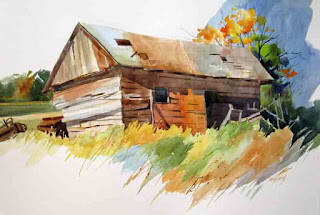 "Field Barn" original fine art by Kay Smith