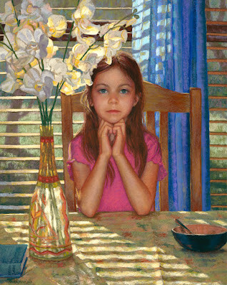 "Audrey with Flowers at Seven" original fine art by Rita Kirkman