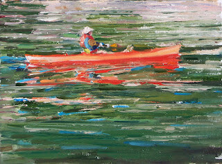 "Kayak,figure,oil on canvas,9x12,price $350" original fine art by Joy Olney
